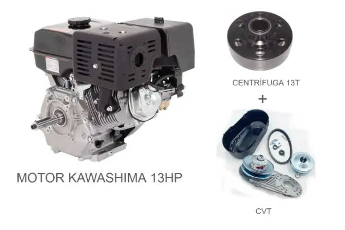 Motor Estacionário KAWASHIMA GE1300B 4T 13HP + CVT + EMBREAGEM CENTRÍFUGA