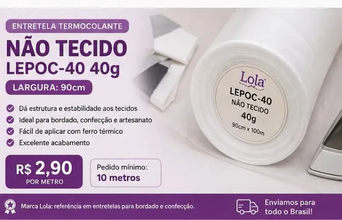 Entretela Termocolante LEPOC-40 LOLA 40g - 90cm | 10 Metros