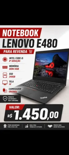 Notebook Lenovo ThinkPad E480 | Intel Core i5 8ª Geração | 8GB RAM | SSD 240GB