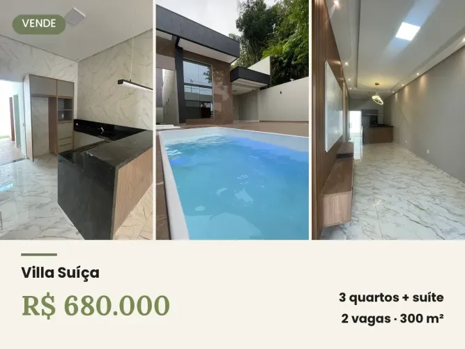 VENDO CASA - RESIDENCIAL VILLA SUIÇA - 3 QUARTOS