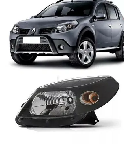 Farol Mascara Negra Sandero 2007 2008 09 2010 2011 Esquerdo