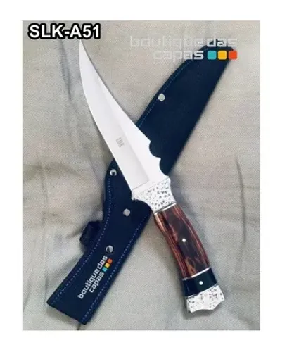 Faca De Caça Pesca Churrasco Luxo Fulltang Inox SLK-A51