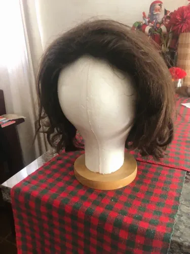 Peruca cabelo natural castanho médio 
