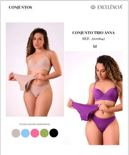 trio anna conjunto lingerie excelência