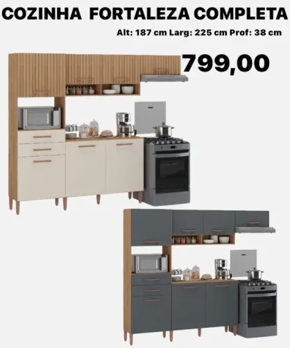 Armário de cozinha completo Fortaleza Ripado - ENTREGA HOJE MESMO - LIGUE AGORA