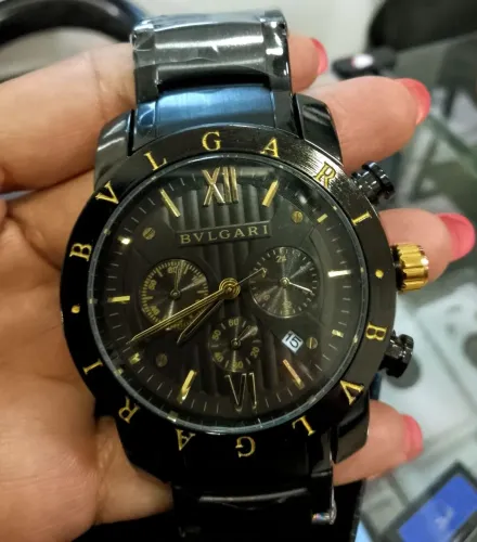 Relógio Bvlgari Cronógrafo Preto e Dourado