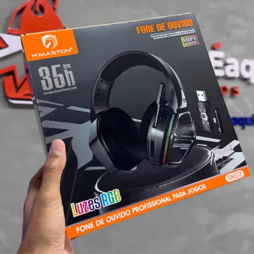 Headset Gamer Sem Fio H'maston SNS13 RGB | USB + Tipo-C | 35h Bateria 