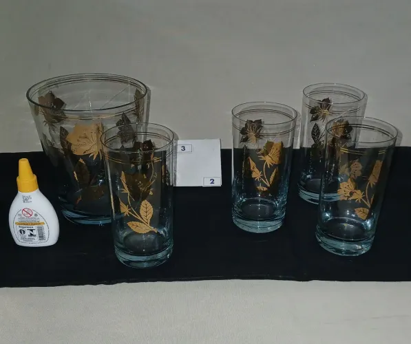 Jogo para Whiski 5 peças em Cristal Belga.