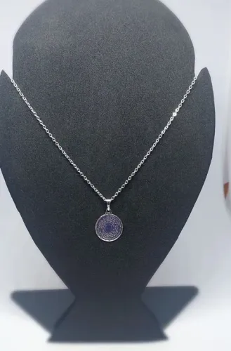 Colar banhado a prata com Pingente Medalha em Prata 925 com Oração Pai Nosso 