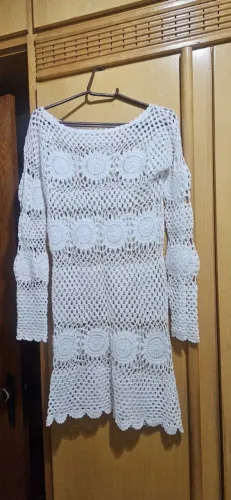 Saida de praia de Crochê Branco Artesanal