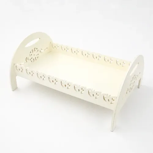 Bandeja retangular floral com alças MDF branco