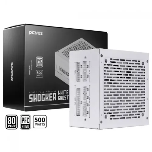 Fonte ATX 500W Real PFC Ativo 80 Plus White Pcyes Shocker Full Modular - WZetta