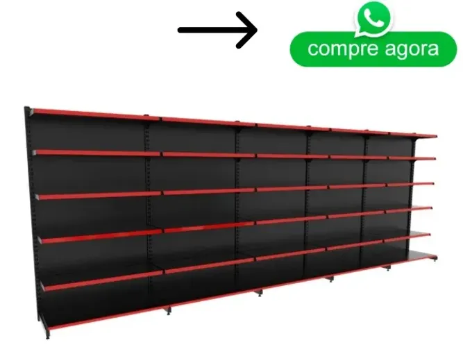 Gondola de Aço Polar 2M Preta 30x40 6 Bandejas