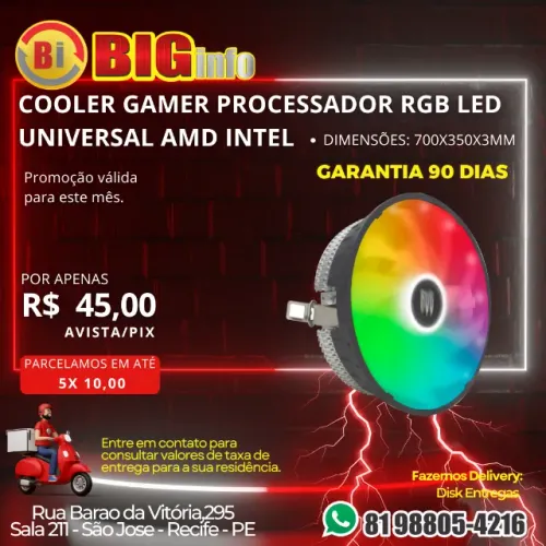 Cooler com Preços Imbatíveis - AMD - INTEL - BIG INFORMATICA - Centro do Recife 