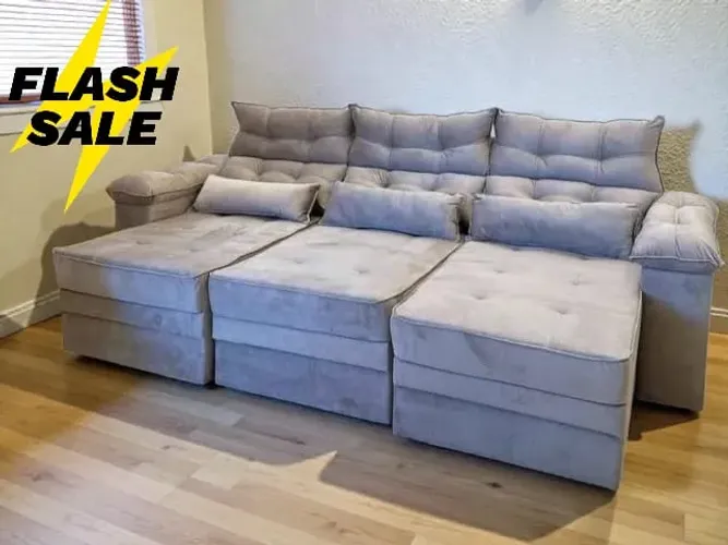 Sofá 2,90m Retrátil e Reclinável - Oferta Até Acabarem os Estoques!
