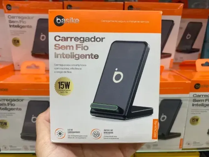 Bateria Portátil por Indução Com Suporte Para Celular NOVO