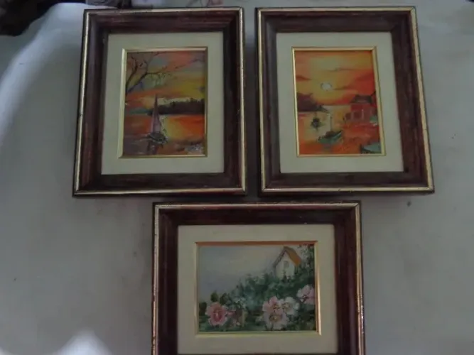 quadro pintura a oleo 3 peças por 120,00