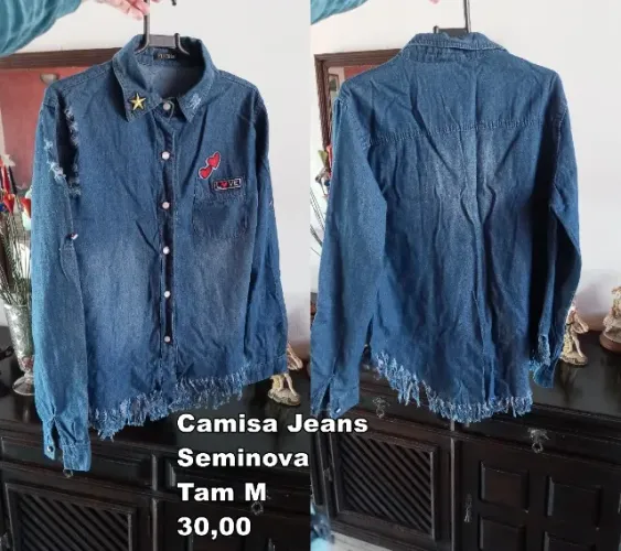 Camisa jeans feminina da Dafiti - seminova - tam M