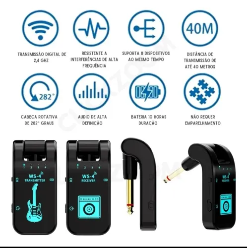 Transmissor e Receptor sem Fio pra Instrumentos Musicais