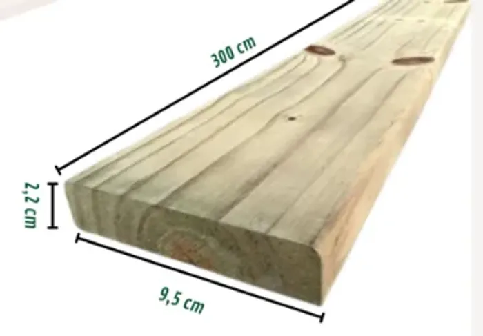 Deck pinus autoclave com nó 2cm x 9,5cm x 3,00 mts *valor á vista por m² 