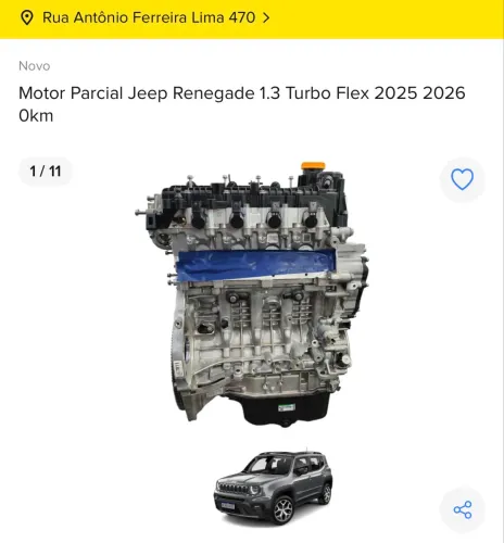 Motor Parcial Jeep Renegade 1.3 Turbo Flex 2026 0 km