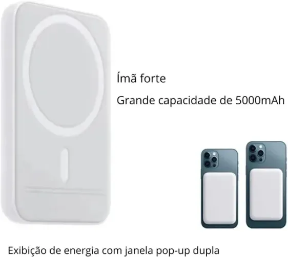 Carregador Mag safe Portátil Indução Para iPhone 12 13 14 15 16 e Samsung