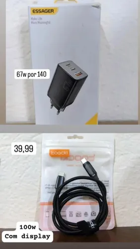 Carregador Rápido 67W + Cabo USB-C 100W