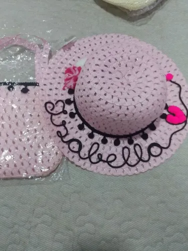 Kit Chapéu e Bolsa Infantil Rosa 