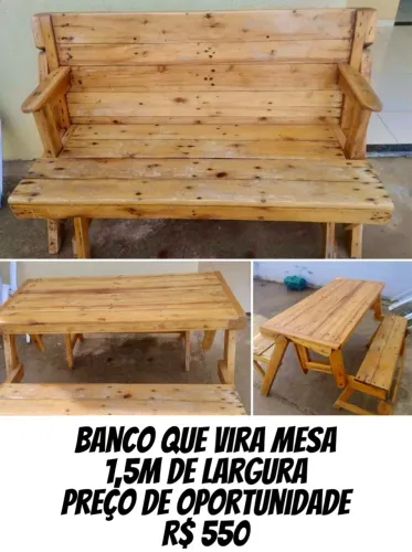 Banco que vira mesa 1,5m - Oportunidade!