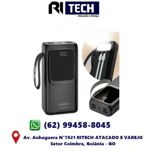PowerBank Carregador Portátil Turbo 50000mAh Compacto Display Digital 22.5W