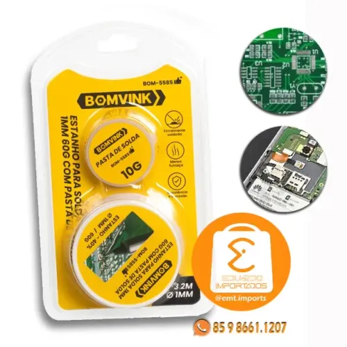 Kit Estanho Para Solda 1mm 60g + Pasta de Solda 10g BOM-5585