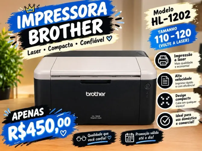 Impressora Brother HL-1202. 120 Volts