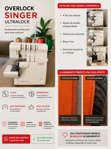 Maquina Singer ultralock R$ 1.200 em dinheiro
