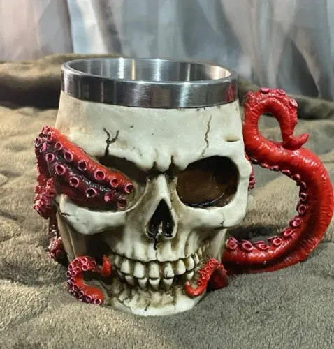 Caneca Caveira Resina 3d Realista Colecionador Geek - 400ml