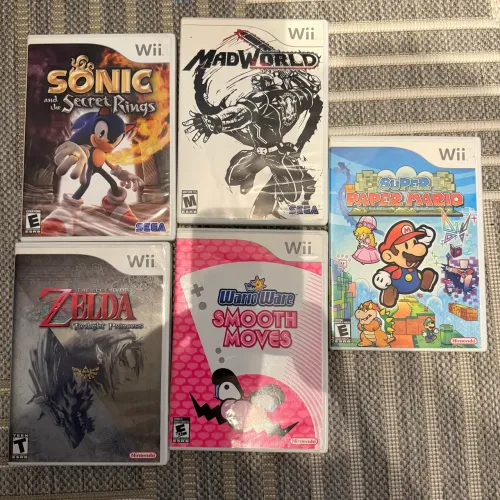 5 Jogos Originais Wii (Zelda, Madworld, Sonic, WarioWare, Paper Mario)