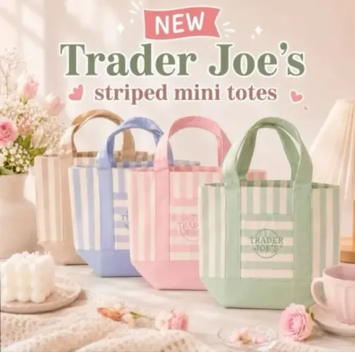 Mini tote bags listradas- Trader Joe's