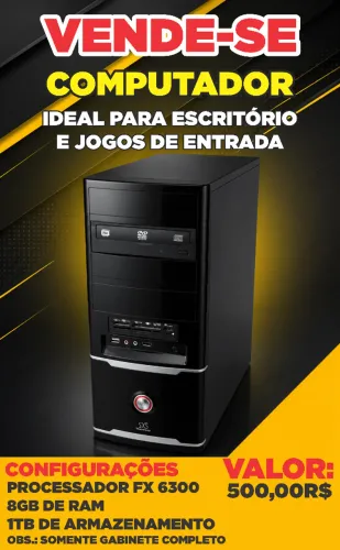 COMPUTADOR FX6300 8GB DE 1TB DE ARMAZENAMENTO