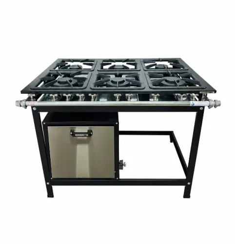 Fogão Industrial 6 Bocas Forno Com Cefaz Baixa Pressão 30x30 Perfil 5 Boca Dupla