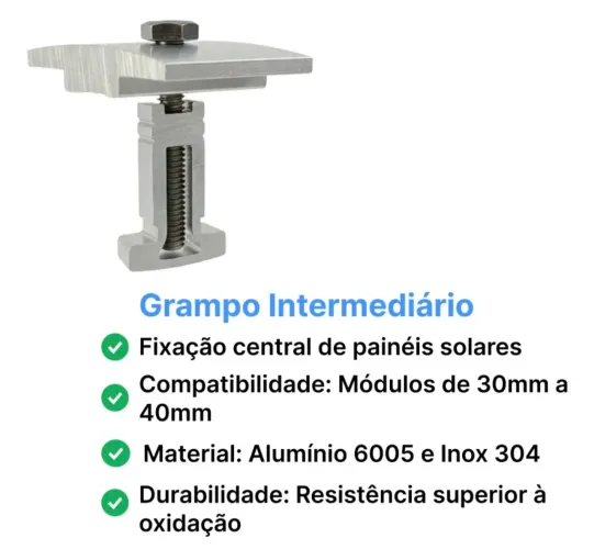 Grampo intermediário placa solar