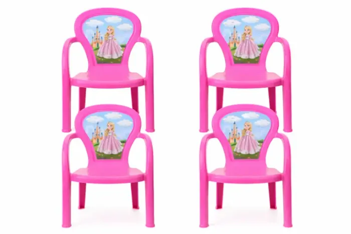 ACEITO PROPOSTAS!!! Kit 4 Cadeiras Infantil Rosa Tema Princesa