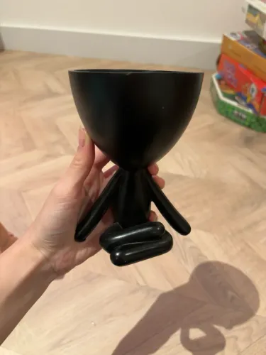 Cachepot Boneco Sentado Preto | Vaso Decorativo Moderno