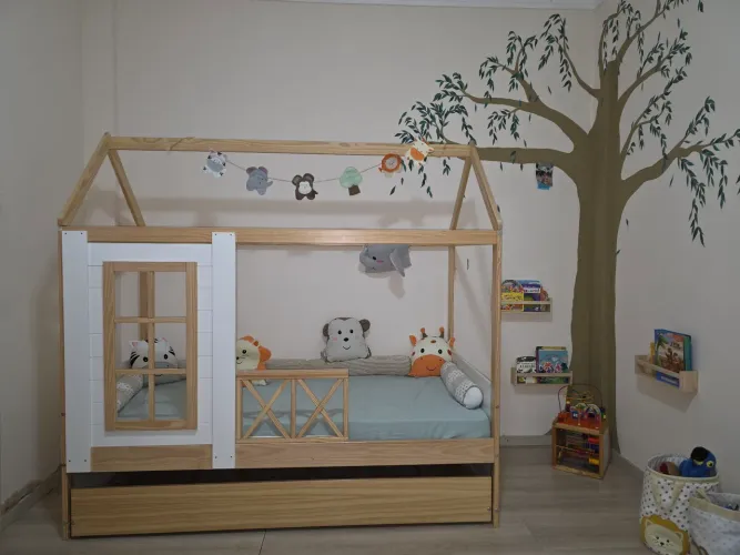 Bicama Solteiro infantil Casinha com janela<br> Grade e Janela - Casinha Garden<br><br> Casatema.<br><br>