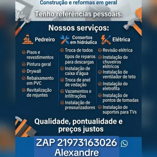 Pedreiro soldador trabalho com todo tido de obra na construção civil meu nome e Alexandre 