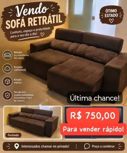 Vendo Sofá Retrátil 3 Lugares