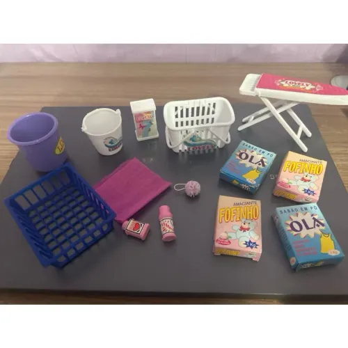 Kit miniatura lavanderia/casinha para Barbie