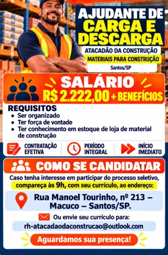 Ajudante de Carga e descarga loja material de construção