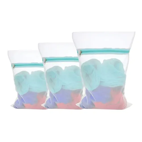 Kit 3 Saco Protetor Para Lavar Roupas Delicadas Com Zíper (P, M, G)