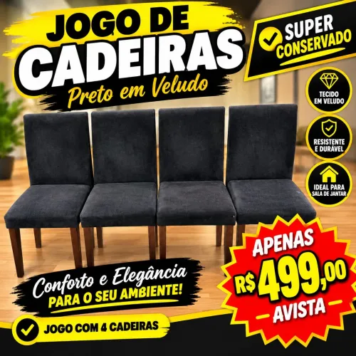 Jogo de cadeiras pretas