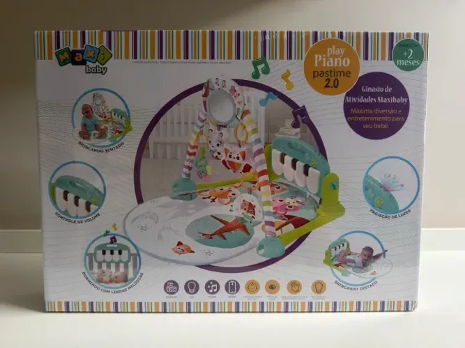 Tapete Musical Infantil de Atividades com Piano e Bluetooth, Maxi Baby, Pastime 2.0, Azul