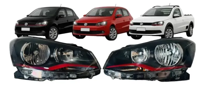 Par de Farol Gol G6 Máscara Negra Duplo Voyage Saveiro 2013 A 2016 Ambos Lados